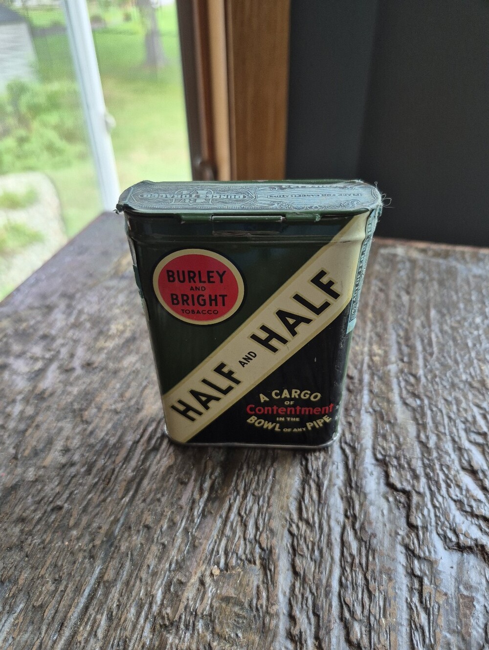 Vintage Half and Half Green Tobacco Tin - Green